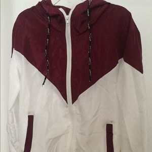 Maroon/white Windbreaker